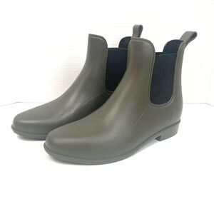 Women's SO Olive Green Lizard Rain Ankle Boots Shoes Size 8 Waterproof PVC